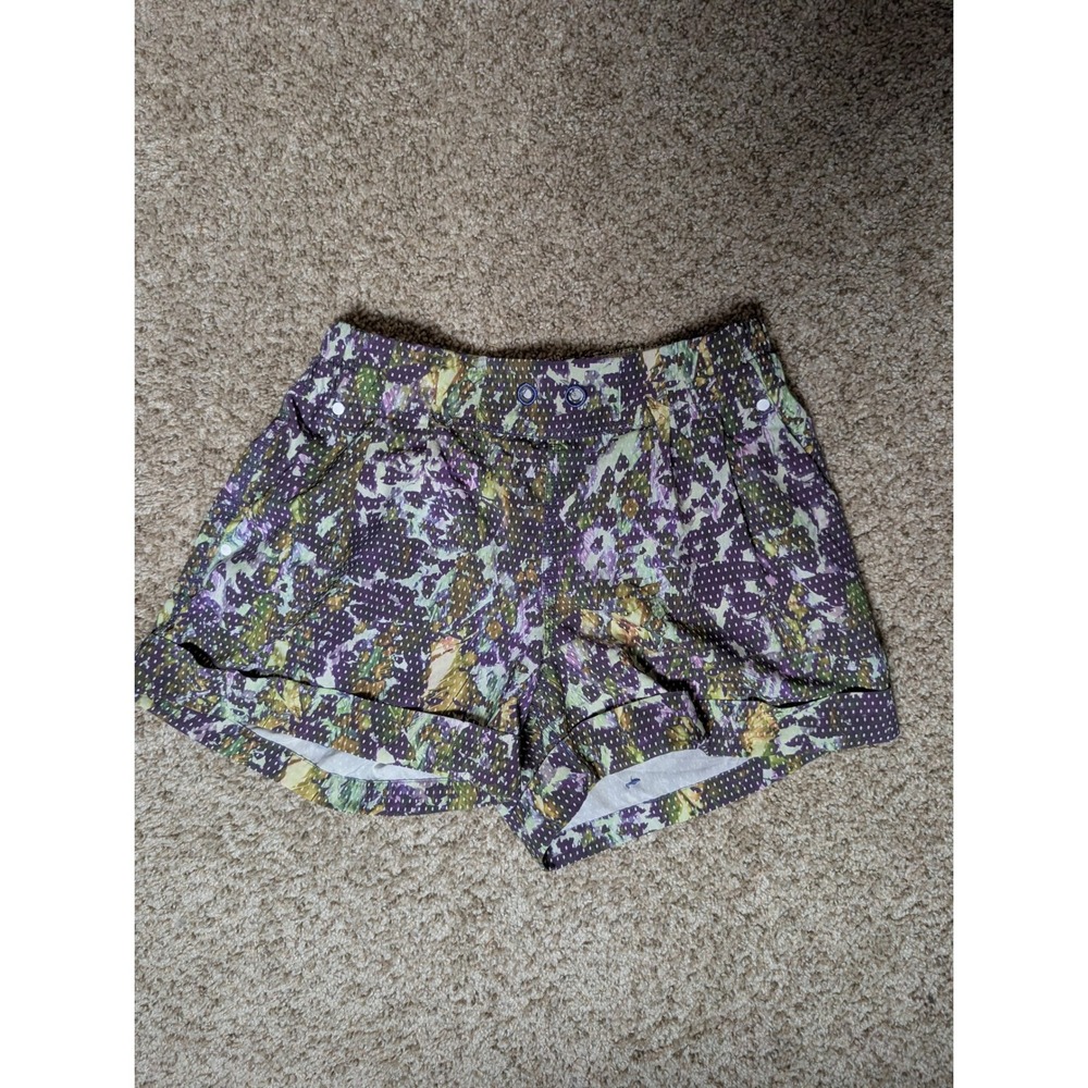 Lululemon Women's 4 Purple Green Floral Shorts Spring Break Away Y2K